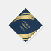Elegante Navy Geburtstag Abendessen Gold Foil Pape Serviette (Ecke)