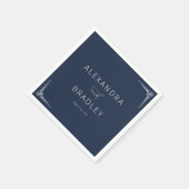 Elegante Navy Geometrie Serviette (Ecke)