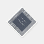 Elegante Navy gestreift Minimalistischer Stil Serviette (Ecke)