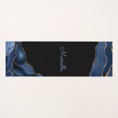 Elegante Navy Gold Agate Geode Personalisiert Yogamatte (Vorderseite (Horizontal))