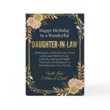 Elegante Navy-Gold-Blumen-Geburtstagskarte für die