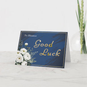 Elegante Navy-Gold-Blumen-Gluckwunsch-Personalisie Karte