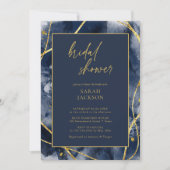 Elegante Navy & Gold Bridal Dusche Einladung (Vorderseite)
