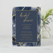 Elegante Navy & Gold Bridal Dusche Einladung (Stehend Vorderseite)