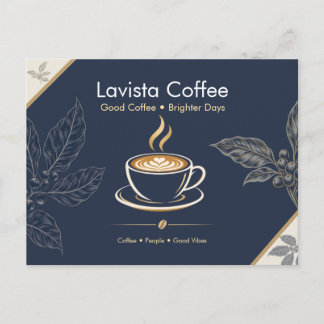 Elegante Navy-Gold-Café-Dankeskarten-Postkarte Einladungspostkarte