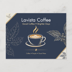 Elegante Navy-Gold-Café-Dankeskarten-Postkarte Feiertagspostkarte
