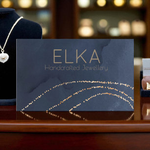 Elegante Navy&Gold Dots Designer Business Card Visitenkarte