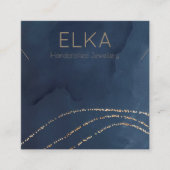 Elegante Navy&Gold Dots Square NecklaceDisplay Car Quadratische Visitenkarte (Vorderseite)