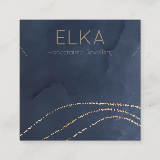 Elegante Navy&Gold Dots Square NecklaceDisplay Car Quadratische Visitenkarte (Vorderseite)