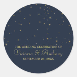 Elegante Navy & Gold Falling Stars Gastgeschenk Ho Runder Aufkleber