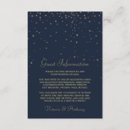 Elegante Navy & Gold Falling Stars - Hochzeitsdeta Begleitkarte