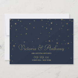 Elegante Navy & Gold Falling Stars Save the Date