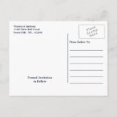 Elegante Navy & Gold Falling Stars Save the Date Ankündigungspostkarte (Rückseite)