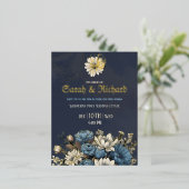 Elegante Navy Gold Foil Wedding Postcard Folie Einladungspostkarte (Stehend vorne)