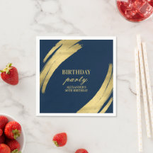 Elegante Navy-Gold-Geburtstagsfeier-Papierplatte