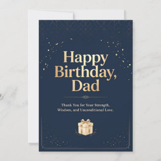 Elegante Navy-Gold-Geburtstagskarte für Papa - Stä Einladung