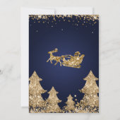 Elegante Navy Gold Glitzer Weihnachtsbaum Party Einladung (Rückseite)