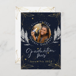 Elegante Navy Gold Graduation Party RSVP Karte