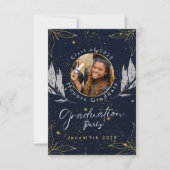 Elegante Navy Gold Graduation Party RSVP Karte (Vorderseite)