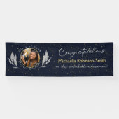 Elegante Navy Gold Herzlichen Glückwunsch Graduati Banner (Horizontal)