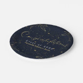 Elegante Navy Gold Herzlichen Glückwunsch Graduati Pappteller (Schrägansicht)