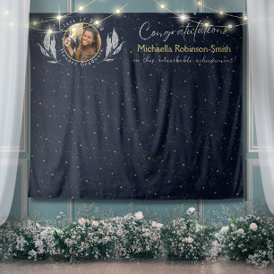 Elegante Navy Gold Herzlichen Glückwunsch Graduati Wandteppich