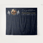 Elegante Navy Gold Herzlichen Glückwunsch Graduati Wandteppich (Vorderseite (Horizontal))