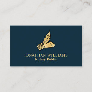Elegante Navy & Gold Notary Public Business Card Visitenkarte