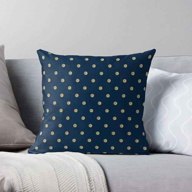 Elegante Navy & Gold Polka Dot Glam Akzent Kissen (Von Creator hochgeladen)