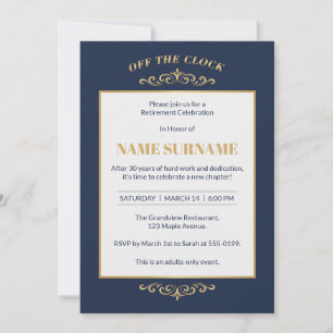 Elegante Navy-Gold-Ruhestands-Einladung Einladung