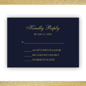 Elegante Navy & Gold Script RSVP Cards