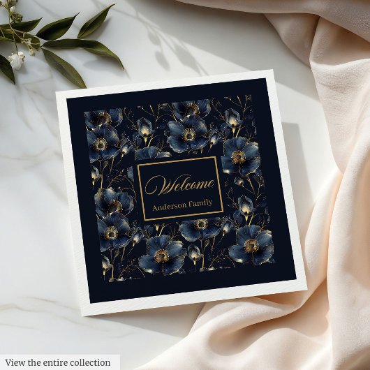 Elegante Navy-Gold-Servietten mit individuellem Ge Serviette
