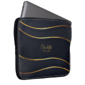 Elegante Navy-Gold-Wavy-Linien und Anpassung Laptopschutzhülle (Vorne Rechts)