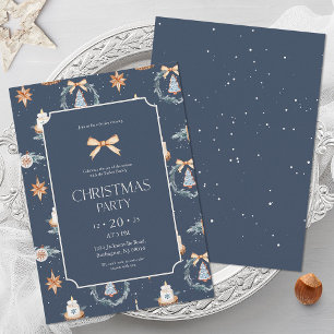 Elegante Navy & Gold Weihnachtszeit-Party Einladun Einladung