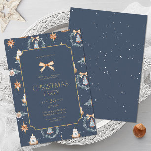 Elegante Navy & Gold Weihnachtszeit-Party Einladun Einladung