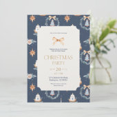 Elegante Navy & Gold Weihnachtszeit-Party Einladun Einladung (Stehend Vorderseite)