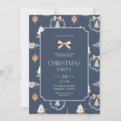 Elegante Navy & Gold Weihnachtszeit-Party Einladun Einladung (Vorderseite)