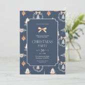 Elegante Navy & Gold Weihnachtszeit-Party Einladun Einladung (Stehend Vorderseite)