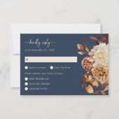 Elegante Navy Herbstlaubs floral RSVP Card (Vorderseite)