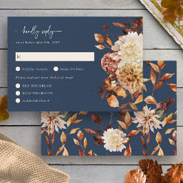 Elegante Navy Herbstlaubs floral RSVP Card Karte