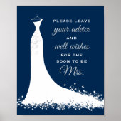Elegante Navy Hochzeitsgown Brautparty Advice Poster (Vorne)