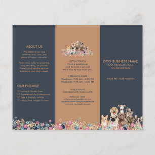 Elegante Navy-Hunde Florale Tierpflege Flyer