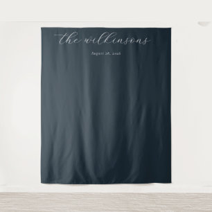 Elegante Navy-Kalligrafie Wandteppich