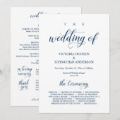 Elegante Navy-Klassikschrift, Hochzeitsfeier Programm (Vorne/Hinten)