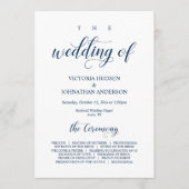 Elegante Navy-Klassikschrift, Hochzeitsfeier Programm (Vorderseite)