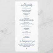 Elegante Navy-Klassikschrift, Hochzeitsfeier Programm (Rückseite)