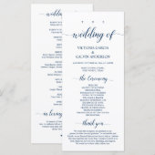 Elegante Navy-Klassikschrift, Hochzeitsfeier Programm (Vorne/Hinten)