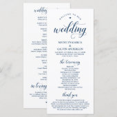 Elegante Navy-Klassikschrift, Hochzeitsfeier Programm (Vorne/Hinten)