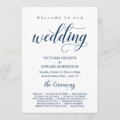 Elegante Navy-Klassikschrift, Hochzeitsfeier Programm (Vorderseite)