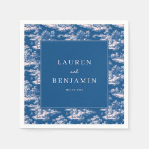 Elegante Navy-Landseeransicht-Randverzierung Serviette